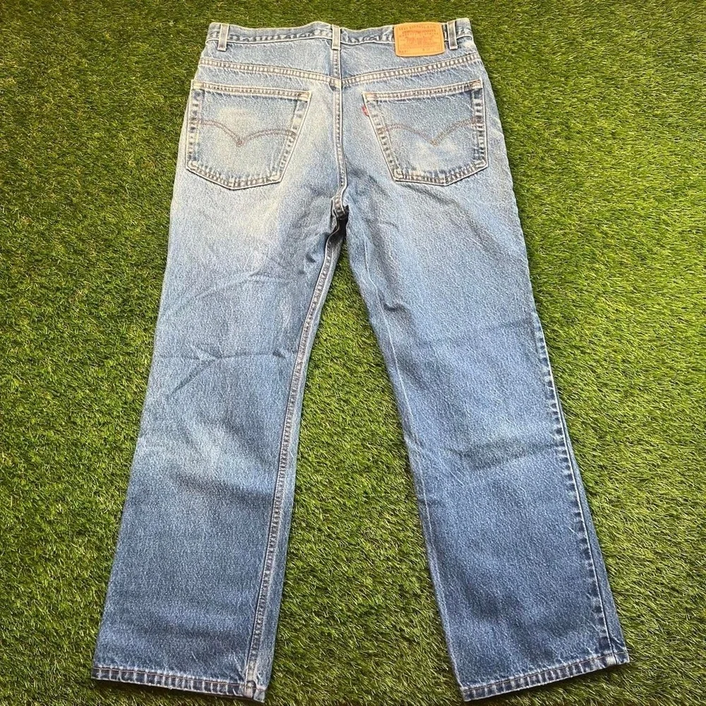 Vintage Levis 517 Boot Cut Jeans USA 90s Light Wash Faded Denim 38x30 Cowboy